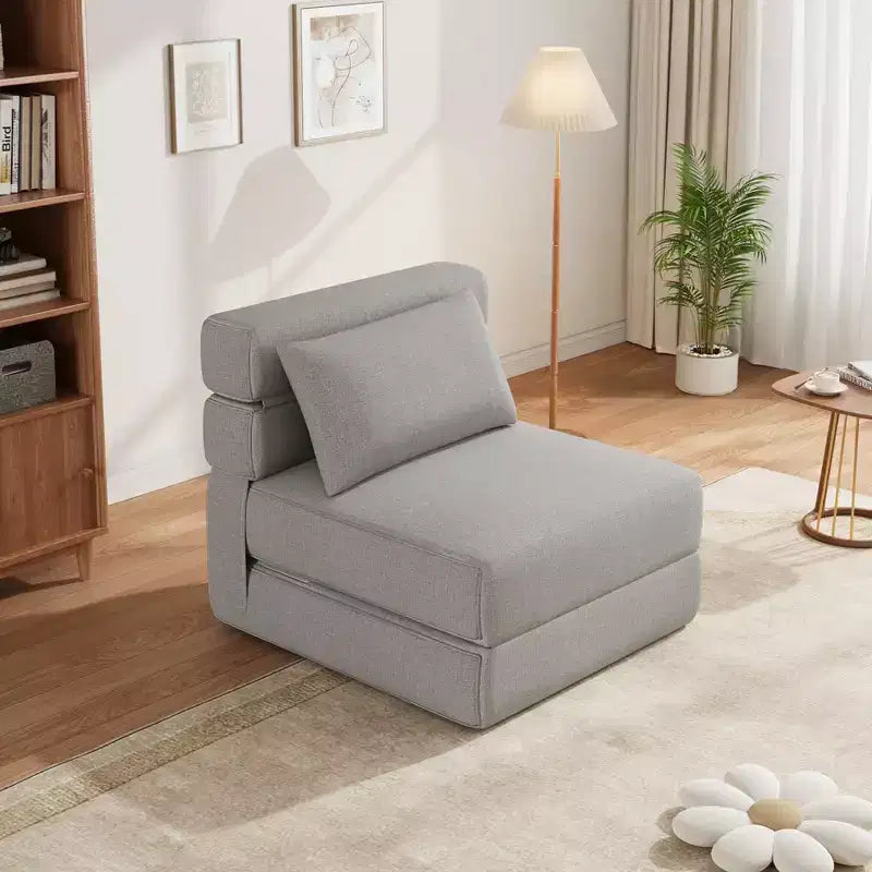 Sedia da terra TROPOW 2 in 1 pieghevole con cuscino decorativo, sedia da letto con funzione letto