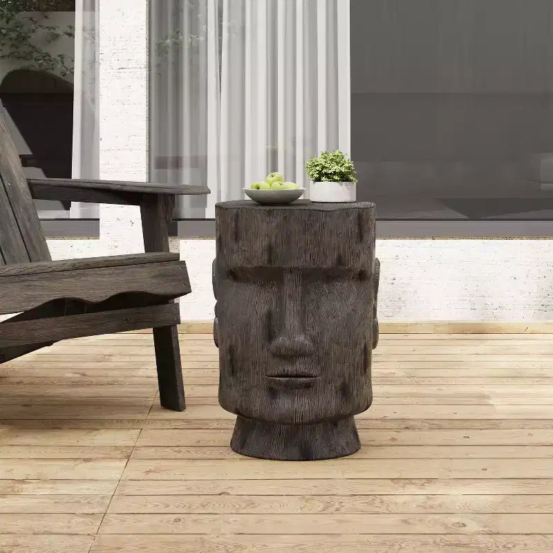 Christopher Knight Home Tirian Patio Lightweight Concrete Easter Island Moai Statue Side Table