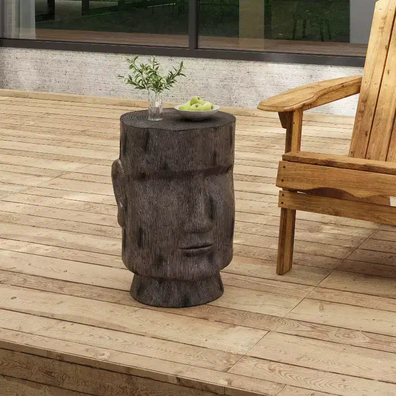 Christopher Knight Home Tirian Table d'appoint statue Moai de l'île de Pâques en béton léger pour patio