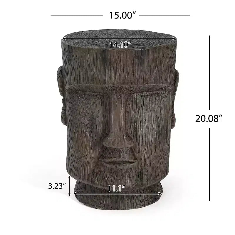 Christopher Knight Home Tirian Table d'appoint statue Moai de l'île de Pâques en béton léger pour patio