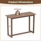 Costway Table de bar d'extérieur 150 cm avec plateau à lattes Table de bistrot rectangulaire pour spa