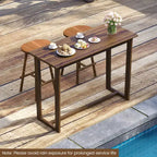 Costway Table de bar d'extérieur 150 cm avec plateau à lattes Table de bistrot rectangulaire pour spa