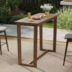 Costway Table de bar d'extérieur 150 cm avec plateau à lattes Table de bistrot rectangulaire pour spa