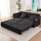Mjkone 77.95'' Divanetto Convertibile 3 in 1 in Velluto di Seta con Tasche Laterali, Trasformabile in Chaise Longue/Letto Estraibile
