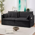 Mjkone 77.95'' Divanetto Convertibile 3 in 1 in Velluto di Seta con Tasche Laterali, Trasformabile in Chaise Longue/Letto Estraibile