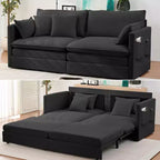 Mjkone 77.95'' Divanetto Convertibile 3 in 1 in Velluto di Seta con Tasche Laterali, Trasformabile in Chaise Longue/Letto Estraibile