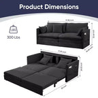 Mjkone 77.95'' Divanetto Convertibile 3 in 1 in Velluto di Seta con Tasche Laterali, Trasformabile in Chaise Longue/Letto Estraibile