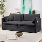 Mjkone 77.95'' Divanetto Convertibile 3 in 1 in Velluto di Seta con Tasche Laterali, Trasformabile in Chaise Longue/Letto Estraibile