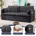 Mjkone 77.95'' Divanetto Convertibile 3 in 1 in Velluto di Seta con Tasche Laterali, Trasformabile in Chaise Longue/Letto Estraibile