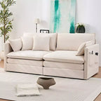 Mjkone 77.95'' Divanetto Convertibile 3 in 1 in Velluto di Seta con Tasche Laterali, Trasformabile in Chaise Longue/Letto Estraibile