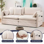 Mjkone 77.95'' Divanetto Convertibile 3 in 1 in Velluto di Seta con Tasche Laterali, Trasformabile in Chaise Longue/Letto Estraibile
