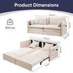 Mjkone 77.95'' Divanetto Convertibile 3 in 1 in Velluto di Seta con Tasche Laterali, Trasformabile in Chaise Longue/Letto Estraibile