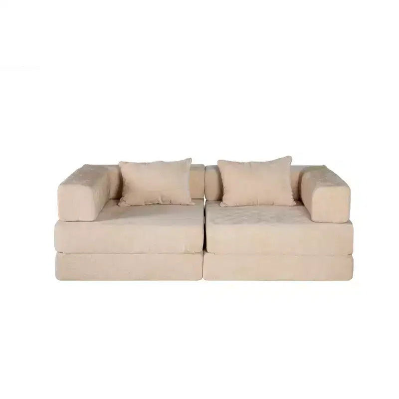 Canapé-lit convertible au sol Whisen avec cadre fixe, causeuses modulaires sans ossature en tissu chenille