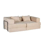 Canapé-lit convertible au sol Whisen avec cadre fixe, causeuses modulaires sans ossature en tissu chenille