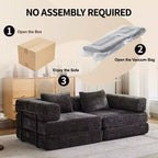 Canapé-lit convertible au sol Whisen avec cadre fixe, causeuses modulaires sans ossature en tissu chenille