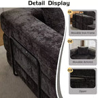 Canapé-lit convertible au sol Whisen avec cadre fixe, causeuses modulaires sans ossature en tissu chenille