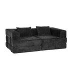 Canapé-lit convertible au sol Whisen avec cadre fixe, causeuses modulaires sans ossature en tissu chenille