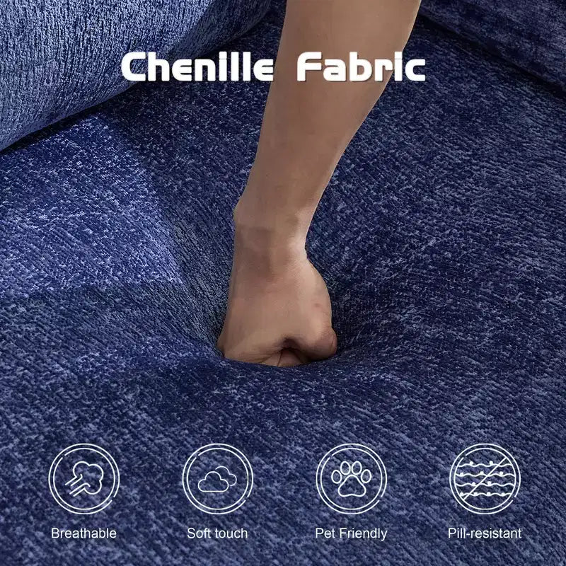 Canapé-lit convertible au sol Whisen avec cadre fixe, causeuses modulaires sans ossature en tissu chenille