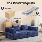 Canapé-lit convertible au sol Whisen avec cadre fixe, causeuses modulaires sans ossature en tissu chenille