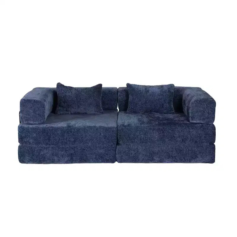 Canapé-lit convertible au sol Whisen avec cadre fixe, causeuses modulaires sans ossature en tissu chenille