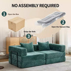 Canapé-lit convertible au sol Whisen avec cadre fixe, causeuses modulaires sans ossature en tissu chenille