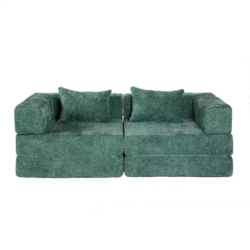 Canapé-lit convertible au sol Whisen avec cadre fixe, causeuses modulaires sans ossature en tissu chenille