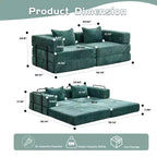 Canapé-lit convertible au sol Whisen avec cadre fixe, causeuses modulaires sans ossature en tissu chenille