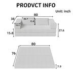 Canapé-lit convertible Whisen 80 places avec 2 oreillers, matelas de sol pliant King size et tissu chenille