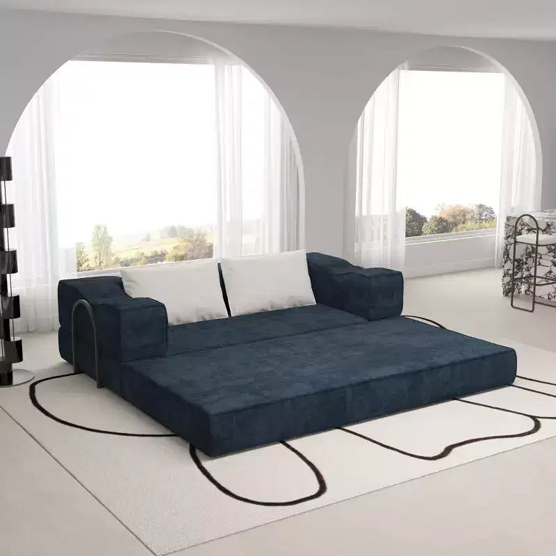 Canapé-lit convertible Whisen 80 places avec 2 oreillers, matelas de sol pliant King size et tissu chenille