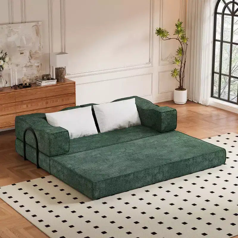 Canapé-lit convertible Whisen 80 places avec 2 oreillers, matelas de sol pliant King size et tissu chenille