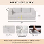 Canapé-lit convertible Whisen 80 places avec 2 oreillers, matelas de sol pliant King size et tissu chenille