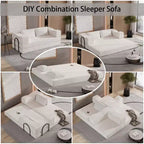 Canapé-lit convertible Whisen 80 places avec 2 oreillers, matelas de sol pliant King size et tissu chenille