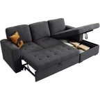 AMERLIFE Divano Letto 96 con Chaise Longue Contenitore Divano Letto Estraibile Convertibile per Soggiorno