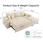AMERLIFE Divano Letto 96 con Chaise Longue Contenitore Divano Letto Estraibile Convertibile per Soggiorno
