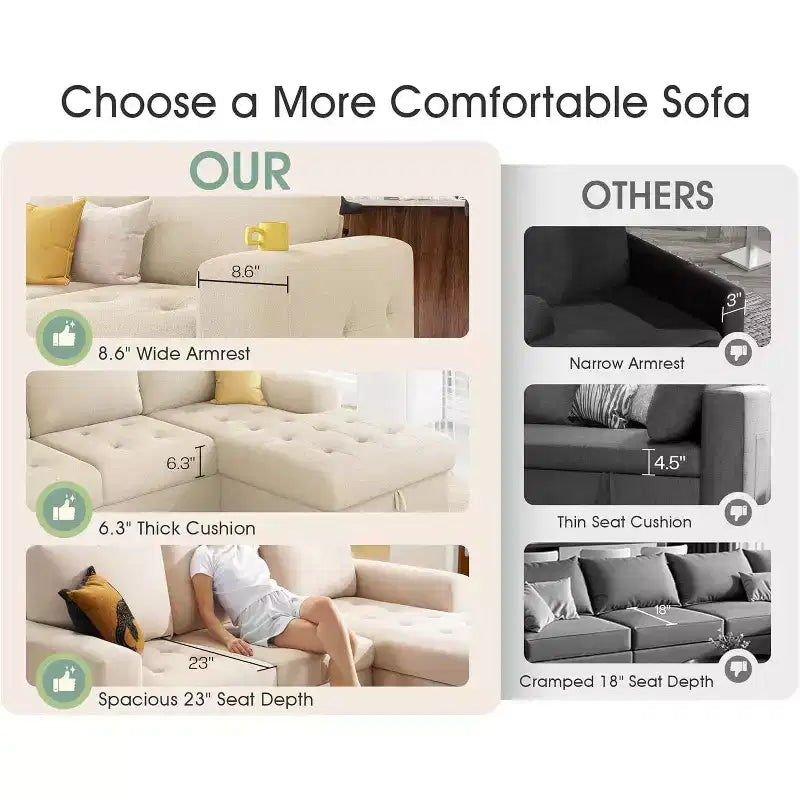 AMERLIFE Divano Letto 96 con Chaise Longue Contenitore Divano Letto Estraibile Convertibile per Soggiorno