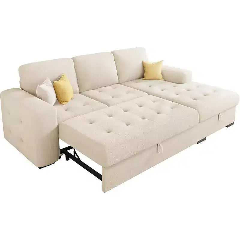 AMERLIFE Divano Letto 96 con Chaise Longue Contenitore Divano Letto Estraibile Convertibile per Soggiorno