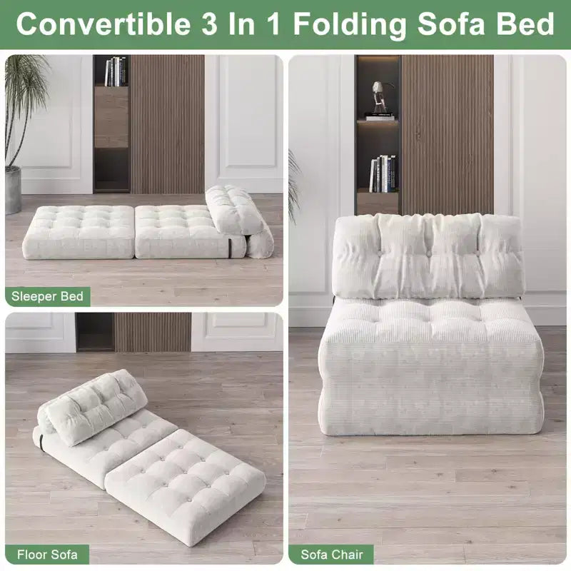 Canapé-lit pliant, canapé pliant au sol avec oreillers, futon convertible en fauteuil-lit avec dossier et matelas pliant