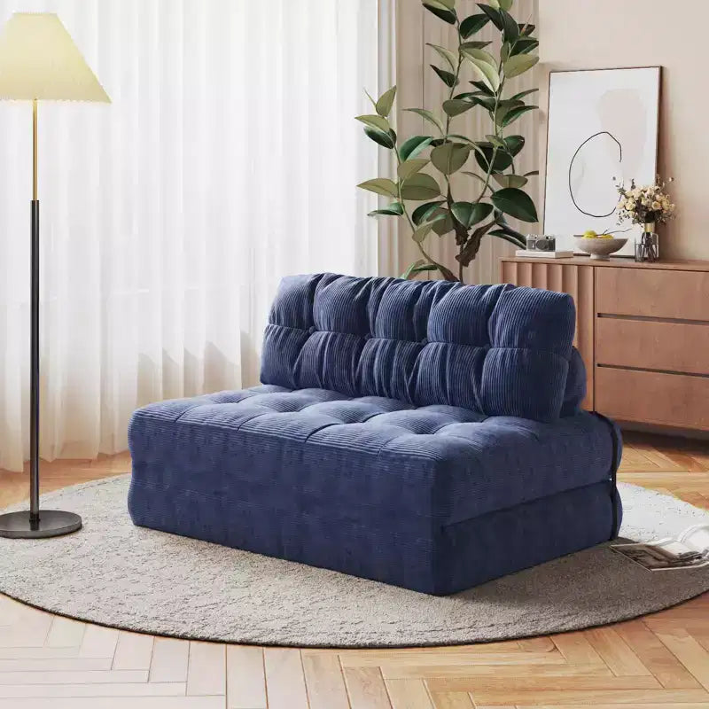 Divano Letto Pieghevole, Divano Pieghevole da Terra con Cuscini, Poltrona Letto Trasformabile Futon con Schienale e Materasso Pieghevole