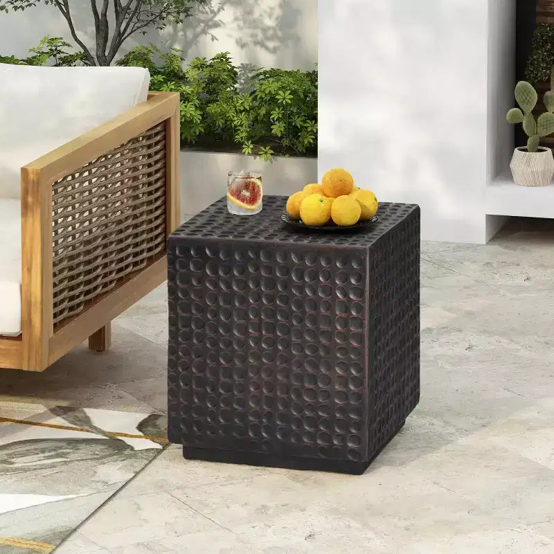 Christopher Knight Home Matthias Modern Outdoor Cube Lightweight Concrete Accent Table