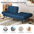 Dyonery 71 Divano Letto Futon, Accogliente Divanetto Convertibile, Divano in Tessuto Lino con Schienale e Braccioli Regolabili per Soggiorno, Camera degli Ospiti - Grigio Chiaro