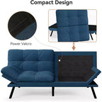Dyonery 71 Divano Letto Futon, Accogliente Divanetto Convertibile, Divano in Tessuto Lino con Schienale e Braccioli Regolabili per Soggiorno, Camera degli Ospiti - Grigio Chiaro