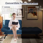 Dyonery 71 Divano Letto Futon, Accogliente Divanetto Convertibile, Divano in Tessuto Lino con Schienale e Braccioli Regolabili per Soggiorno, Camera degli Ospiti - Grigio Chiaro