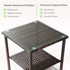Karl Home| Tavolino laterale rettangolare marrone per patio