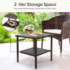 Karl Home| Tavolino laterale rettangolare marrone per patio