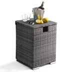 Karl Home| Patio Gray Wicker Side Table with Propane Tank