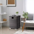 Karl Home| Tavolino da esterno in vimini grigio con portabombola di propano