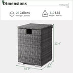 Karl Home| Tavolino da esterno in vimini grigio con portabombola di propano