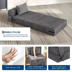 GustoWave Divano Letto Pieghevole Convertibile 4 in 1 - Poltrona Letto con Cuscino, Divano Futon e da Pavimento Moderno in Tessuto di Velluto a Coste, Grigio Scuro