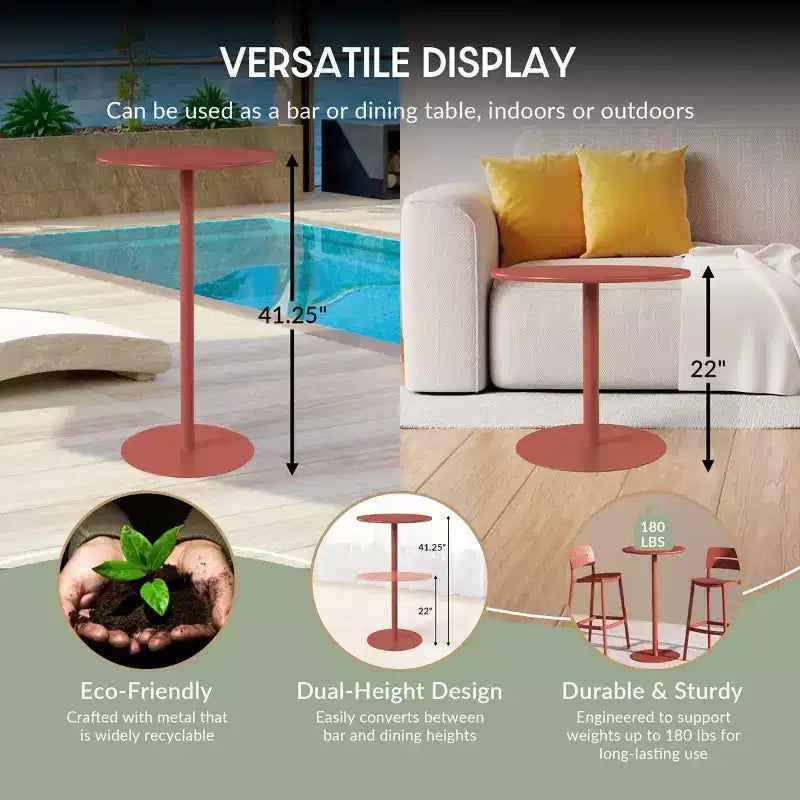 WestinTrends Playa Table ronde réglable en métal, hauteur bar, 41,25 po
