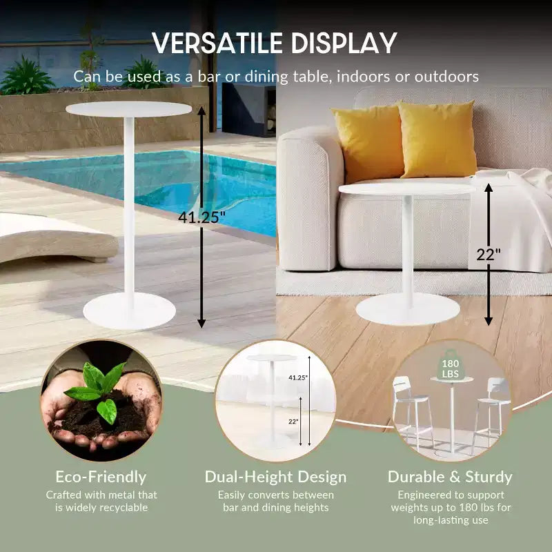 WestinTrends Playa Table ronde réglable en métal, hauteur bar, 41,25 po